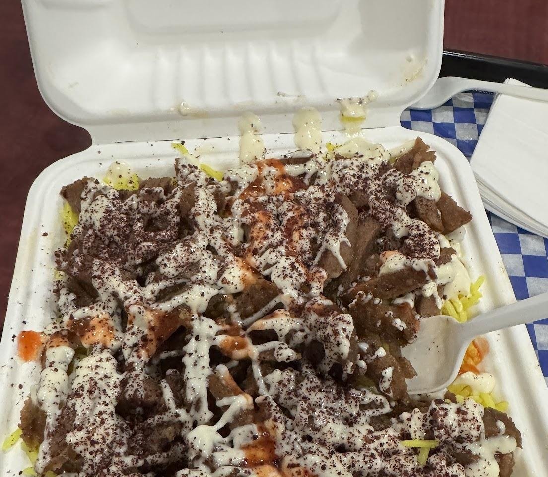 Halal mixed grill platter with kebab, chicken shawarma and rice at Shekho's in Thunder Bay
