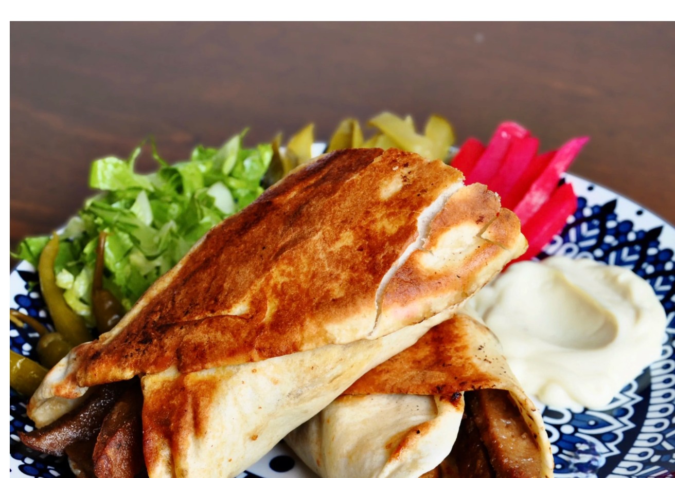 Chicken shawarma pita wrap with garlic sauce at Shekho's Shawarma, downtown Thunder Bay