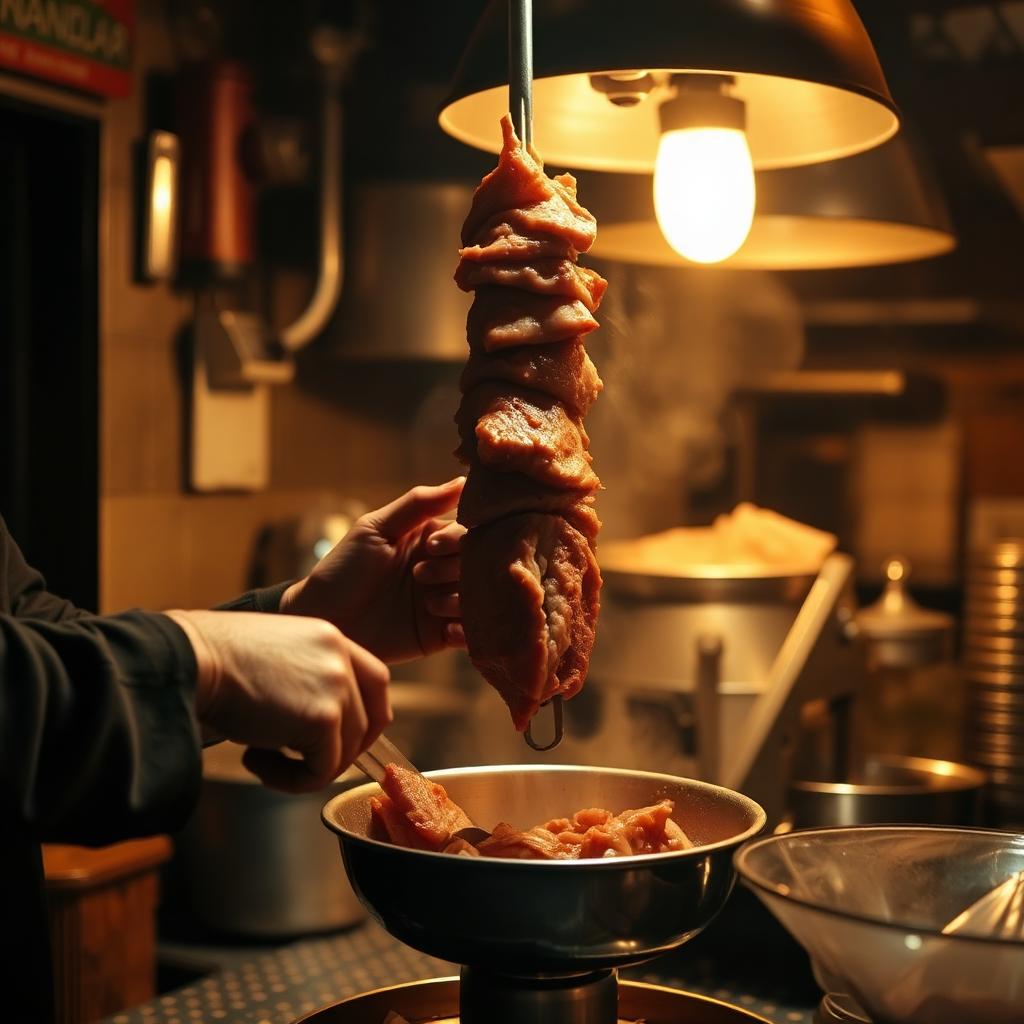 Preparing shawarma in the Shekho's kitchen